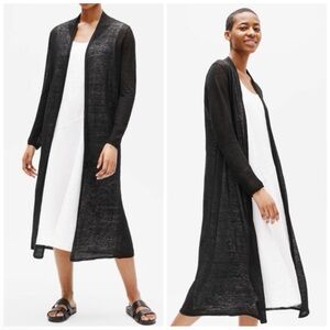 Eileen Fisher Lightweight Wool Duster Cardigan in Black